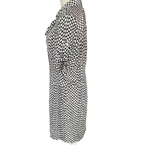 Club Monaco |Louise Dark Grey Printed Shirt Dress 100% Silk Size 6 Retail $179 - Picture 4 of 7